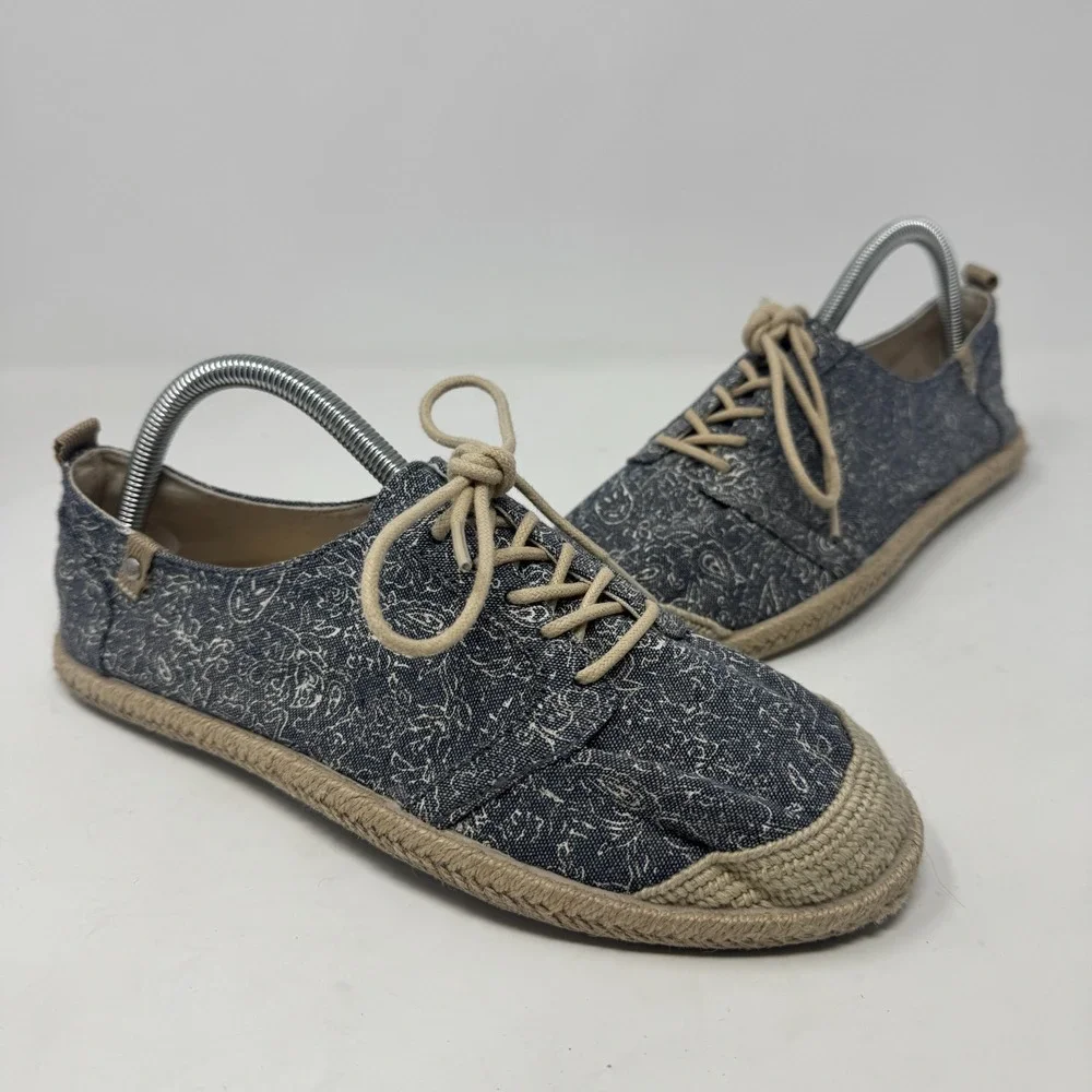 Roxy Espadrille Womens 7.5 Blue Flora Leonie Paisley‎ Lace Up Casual Comfort